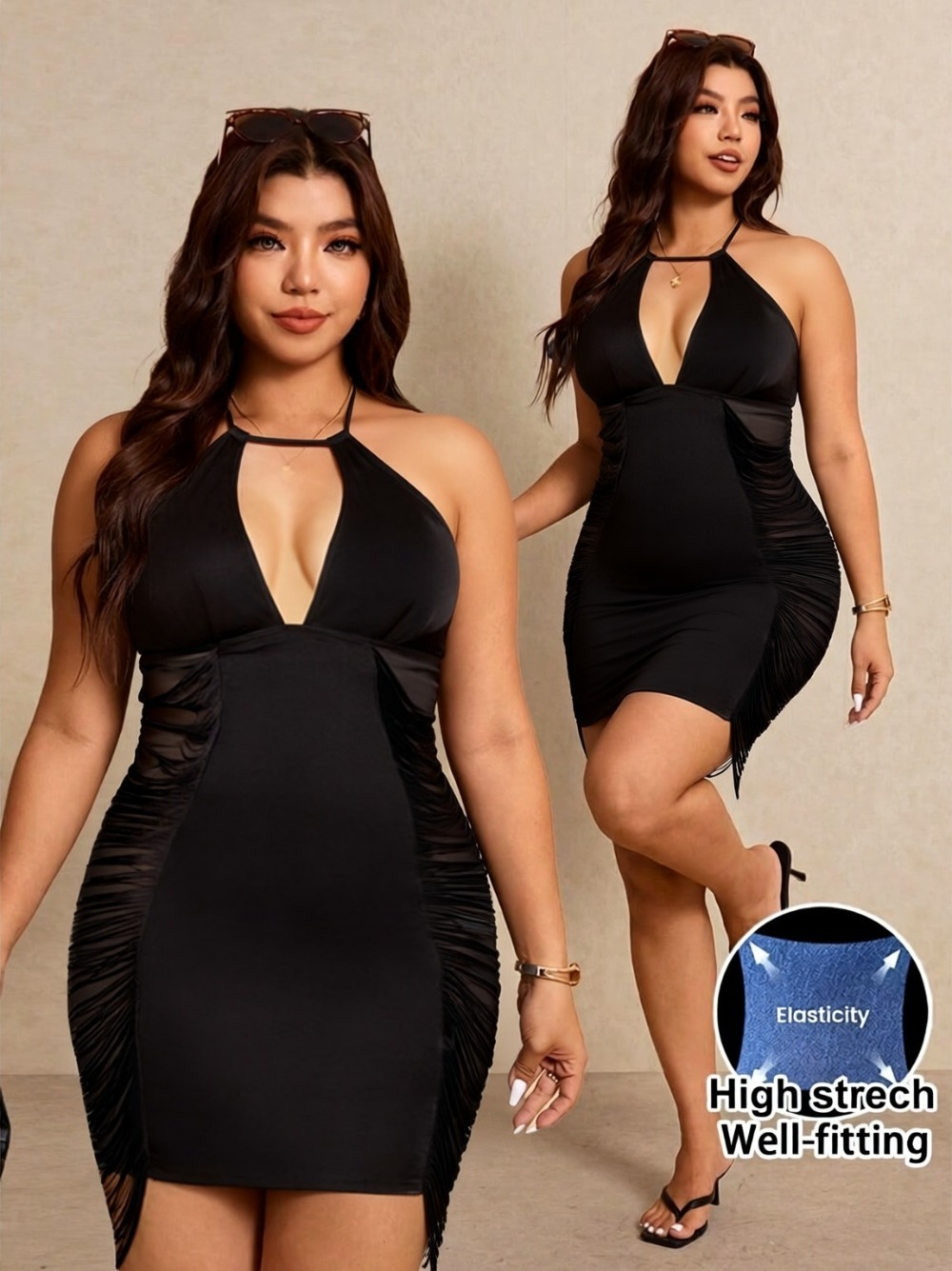Maxi Dress Halter - Women's Plus Size Going Out Halter