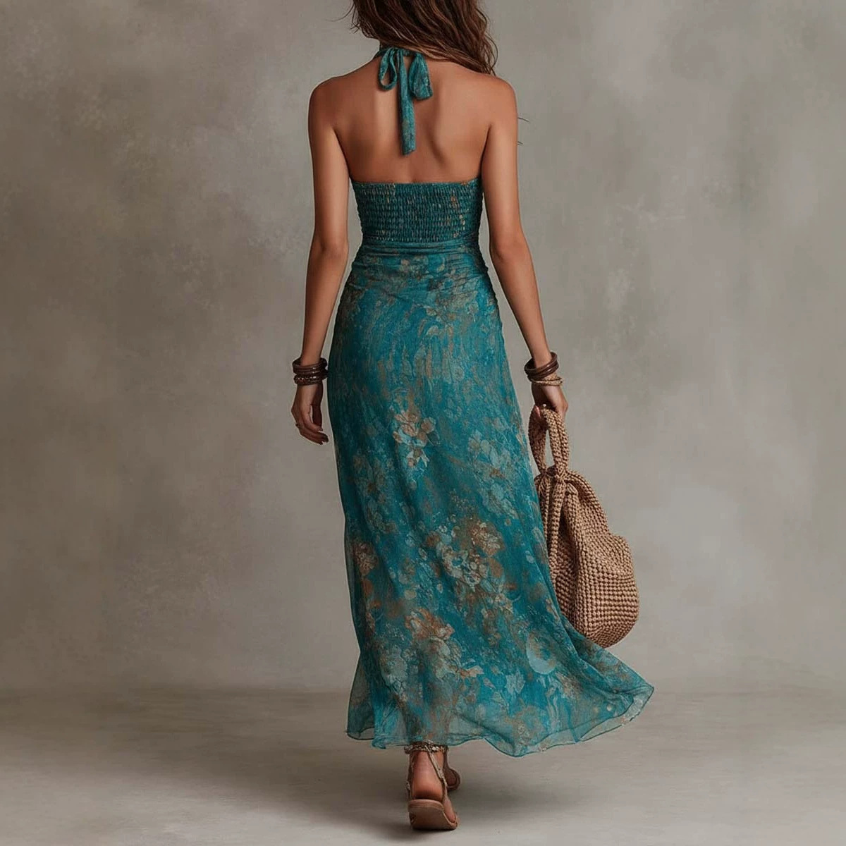 Women's Halter Deep V Print Sp - Maxi Dress Halter review and price