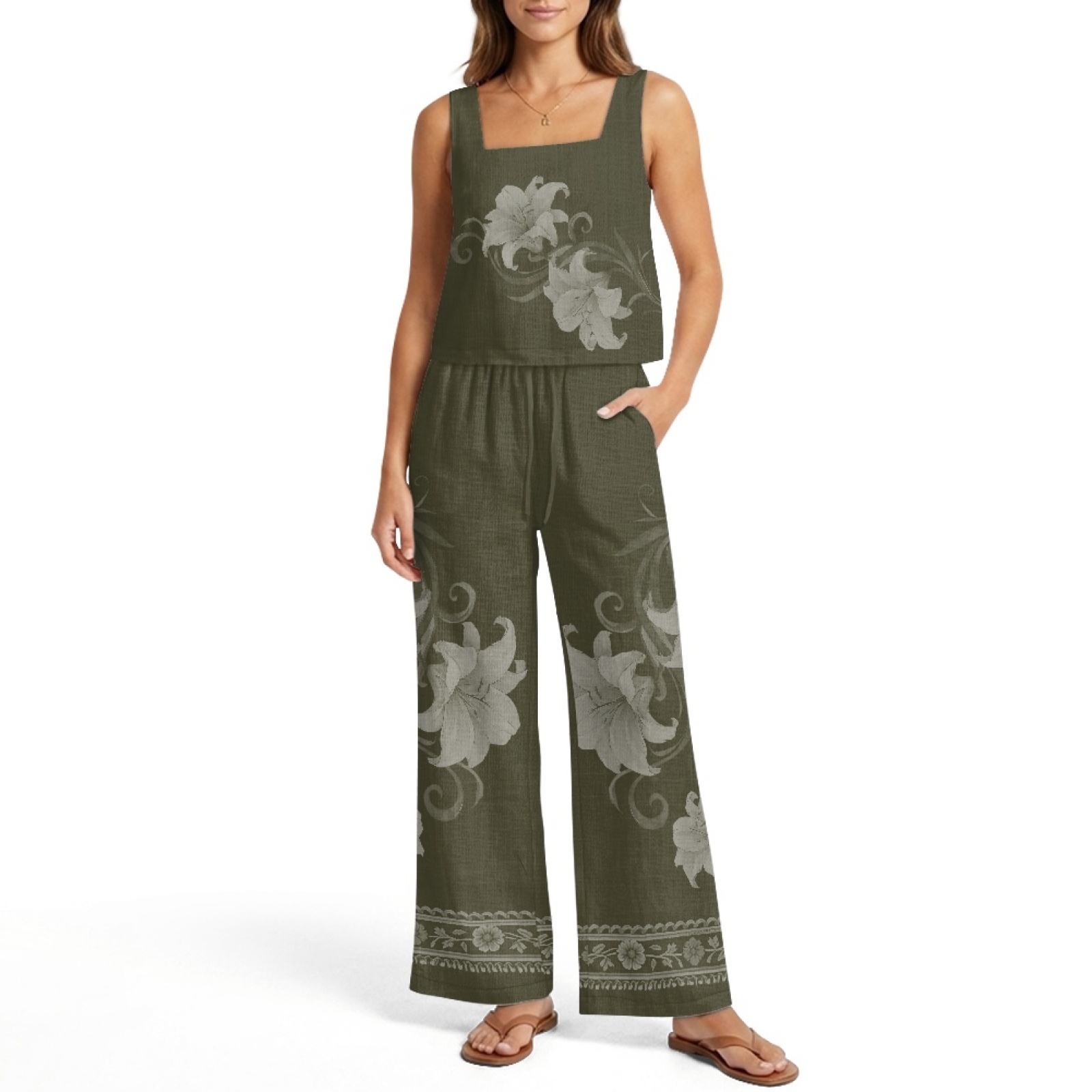 INSTANTARTS Women’s Linen Vest - Linen Pant Wide review and price