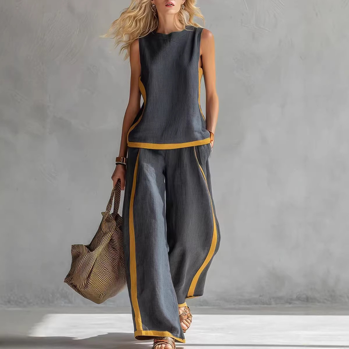 Women Linen 2 Piece Sets Color - Linen Pant Wide review and price