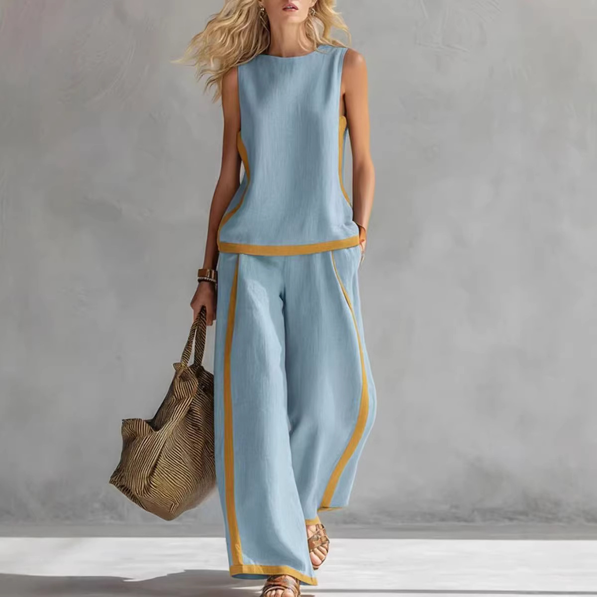 Women Linen 2 Piece Sets Color - Linen Pant Wide review and price